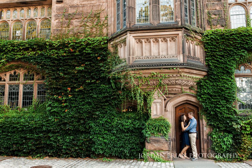 Annie and Brian on Princeton University campus during their engagement session