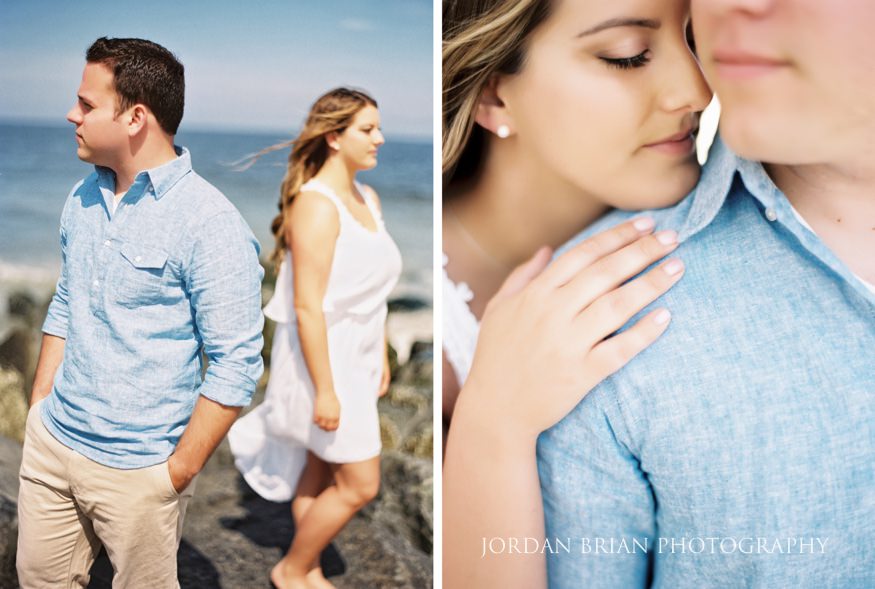 Brielle and Nick at McLoone's Pier House engagement session, Long Branch NJ waterfront