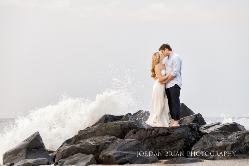 Lauren and Ryan at Long Branch beach during their engagement session