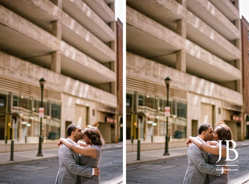 Couple Adrienne and Joel during Philadelphia engagement session summer afternoon