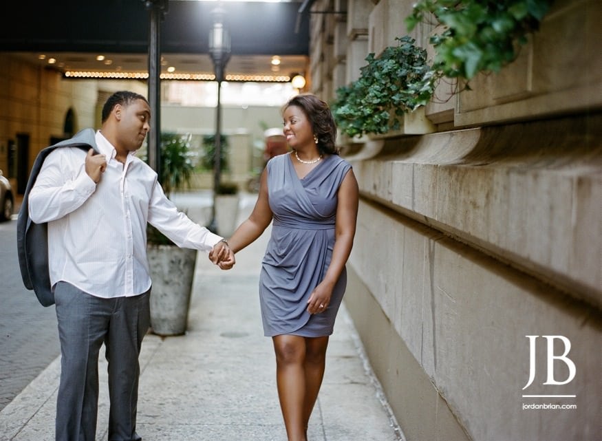 Philadelphia engagement photography couple Adrienne and Joel smiling in summer sun