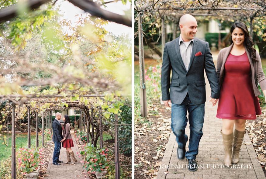 Alicia and Marc engagement portrait among fall foliage at Smithville