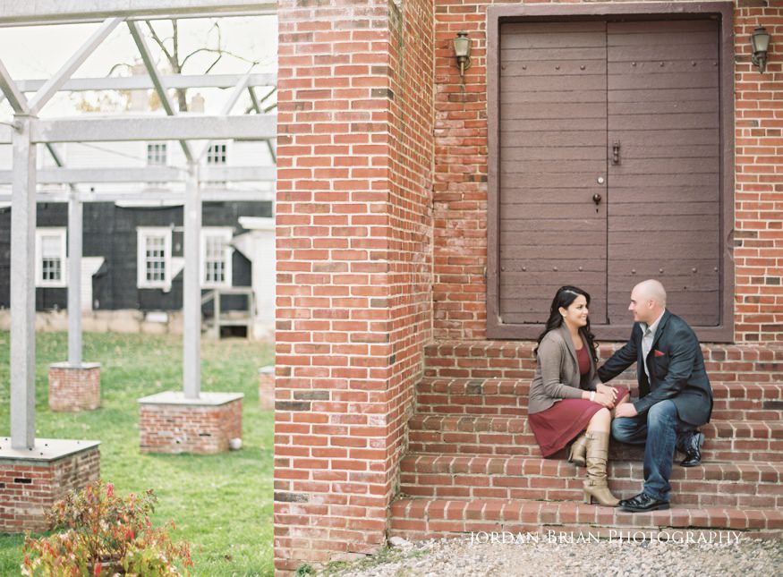 Alicia and Marc couple portrait, Historic Smithville fall engagement session
