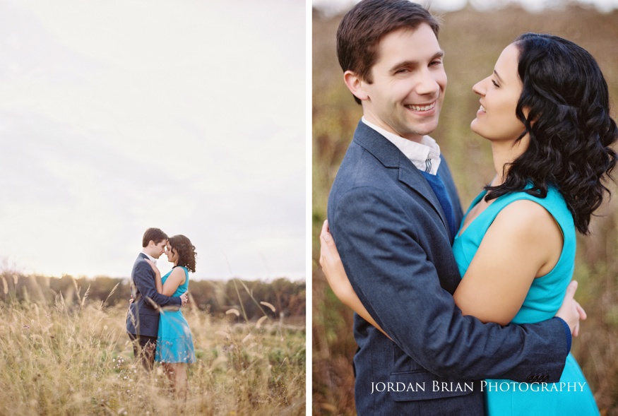 Couple in field during Longwood Gardens engagement session