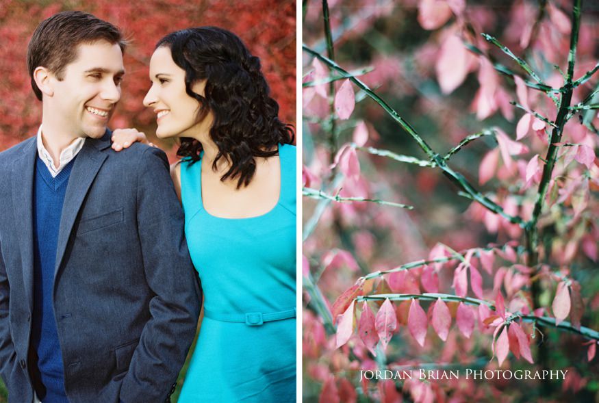 Looking couple during engagement session at Longwood Gardens
