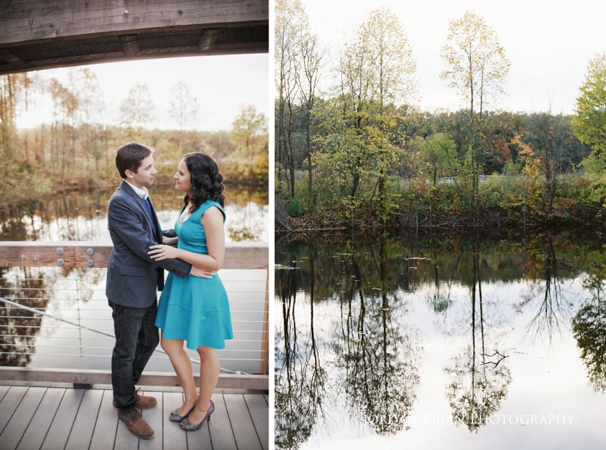 Couple on bridge at Longwood Gardens engagement session
