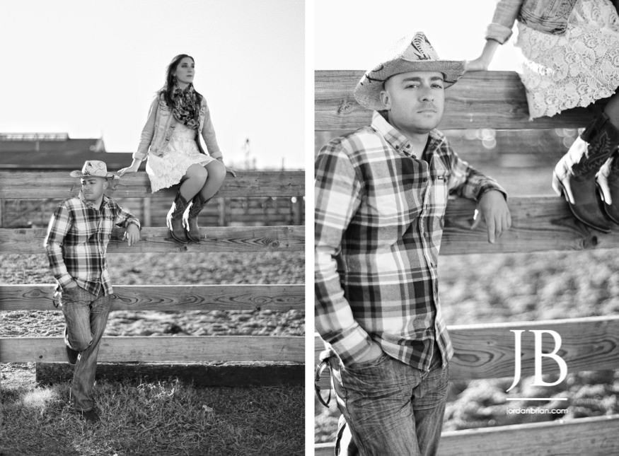 Ally and Jeff Fort Worth Stockyards engagement session cowboy boots and hats