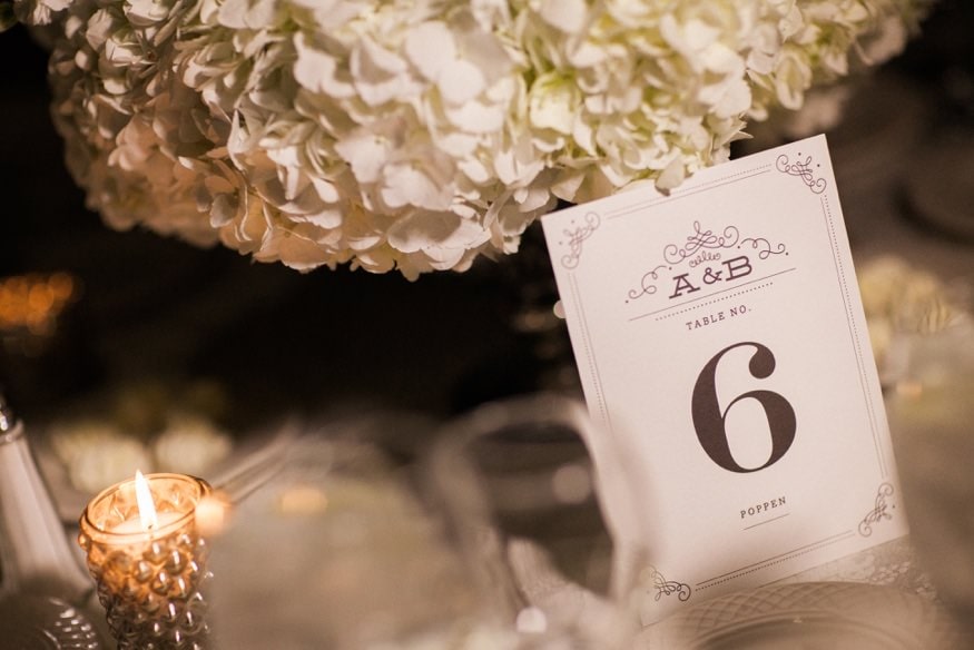 Reception details at Spring Shadowbrook wedding.