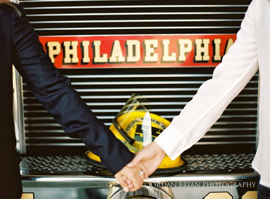 same sex philadelphia engagement session at firehouse