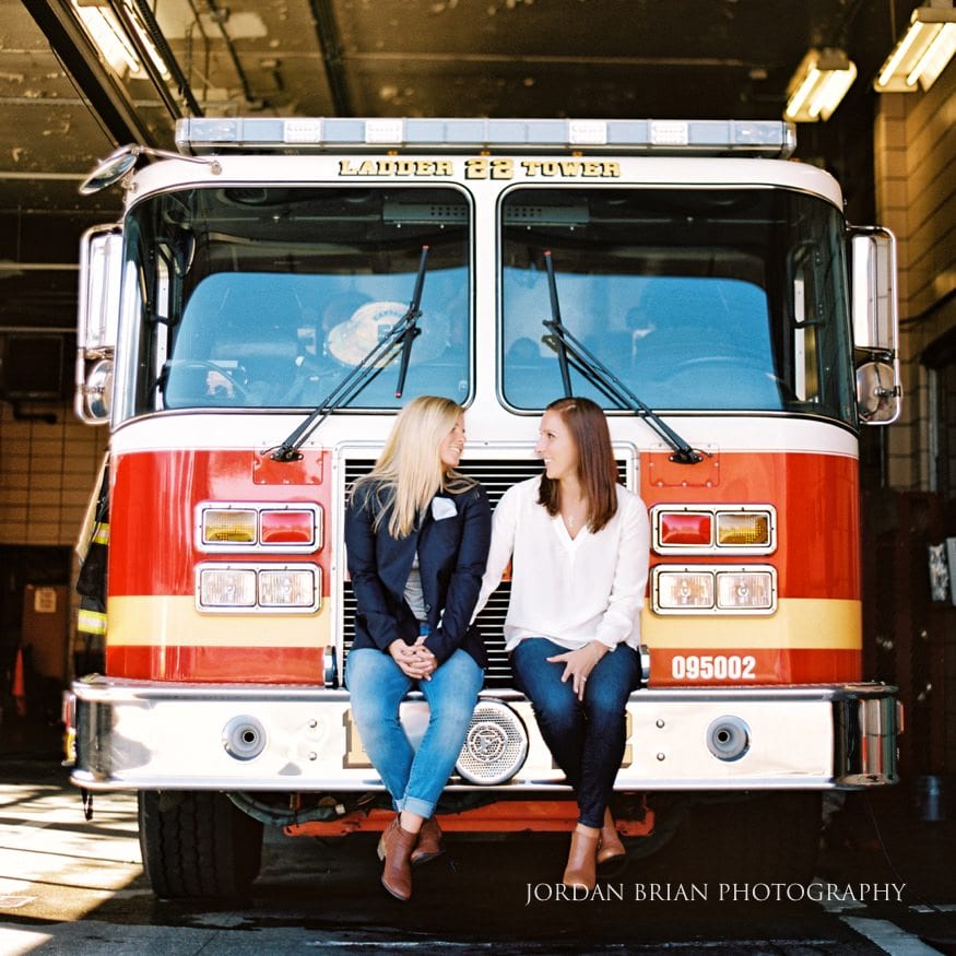 philadelphia same sex engagement session at firehouse