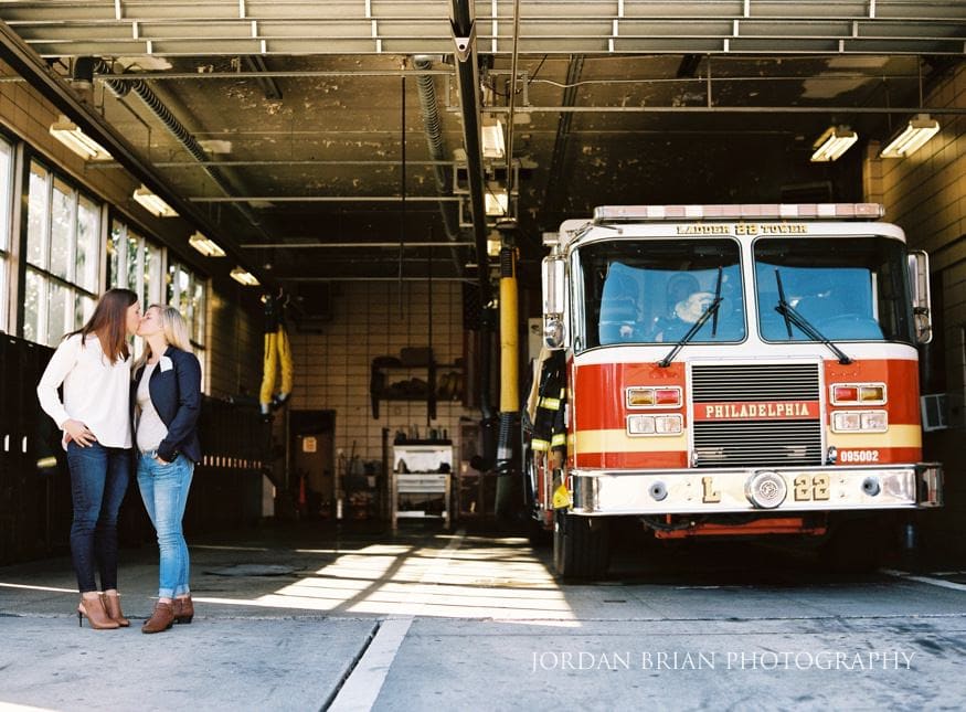 philadelphia engagement session at firehouse