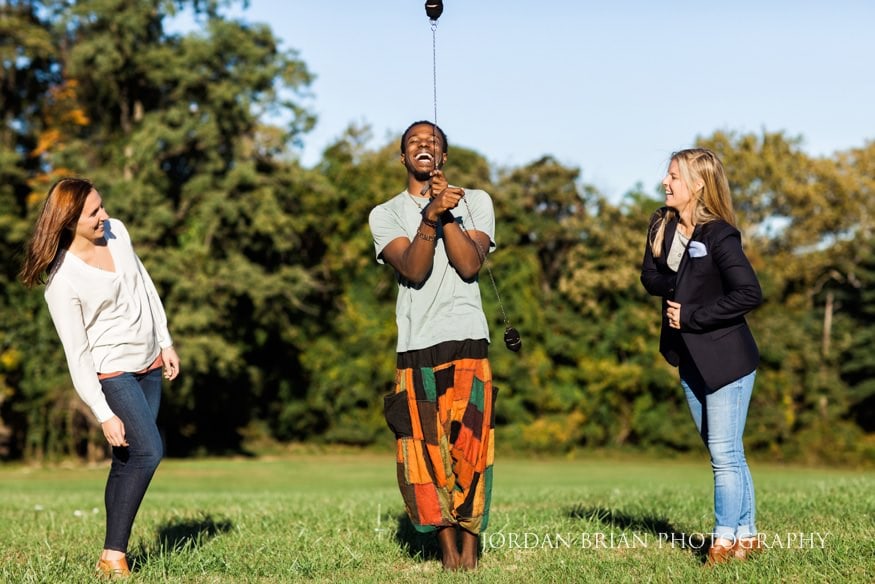 photobomb at fairmount park engagement session
