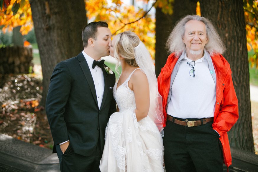 Joc and Matt flower girl photobomb in Philadelphia wedding portrait