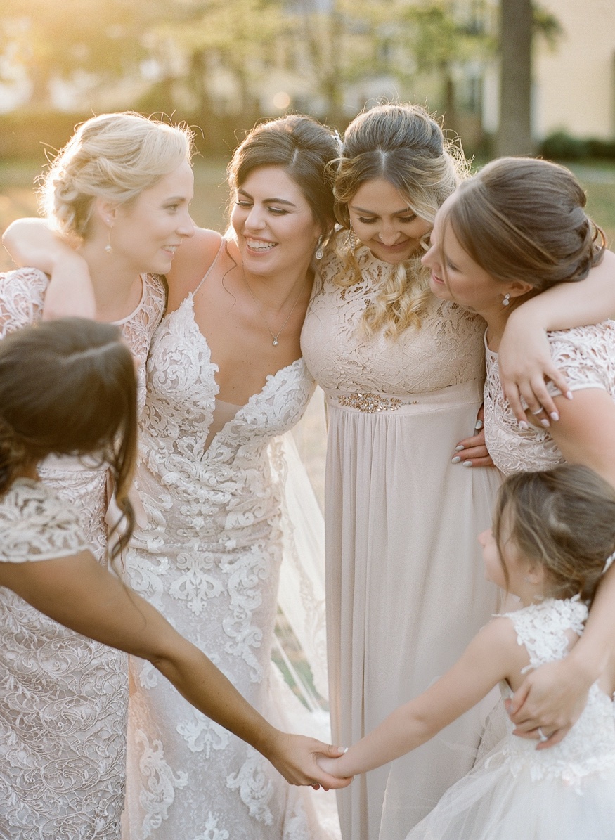 Bride and bridesmaids portraits at Princeton University before Palace at Somerset wedding.