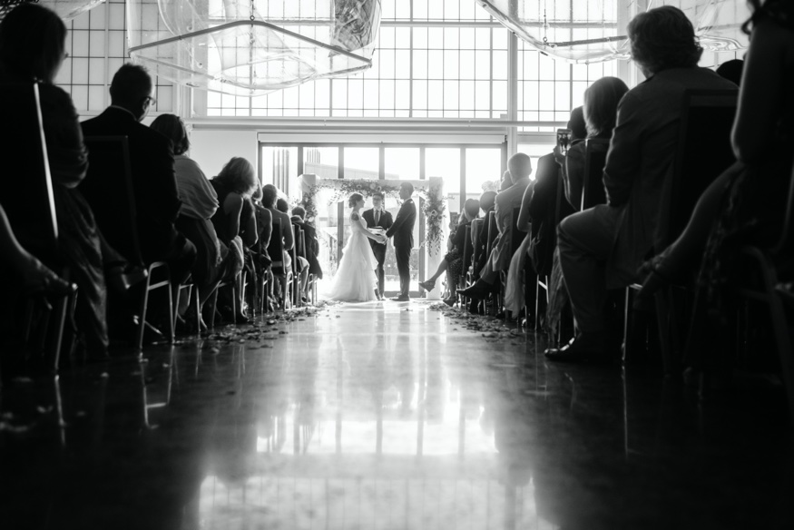 Grounds for Sculpture indoor ceremony in the galleries.