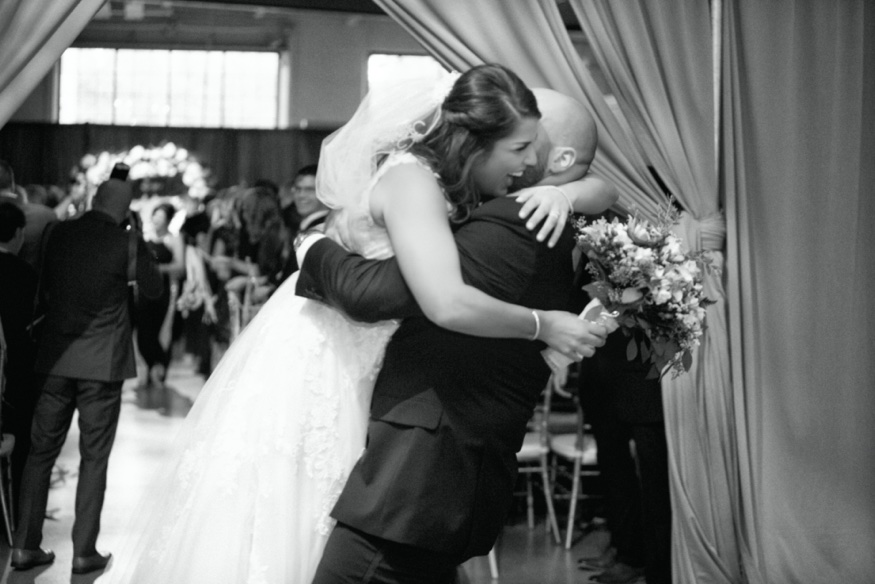 Bride and Groom exiting ceremony at Moulin by Brulee Catering wedding.