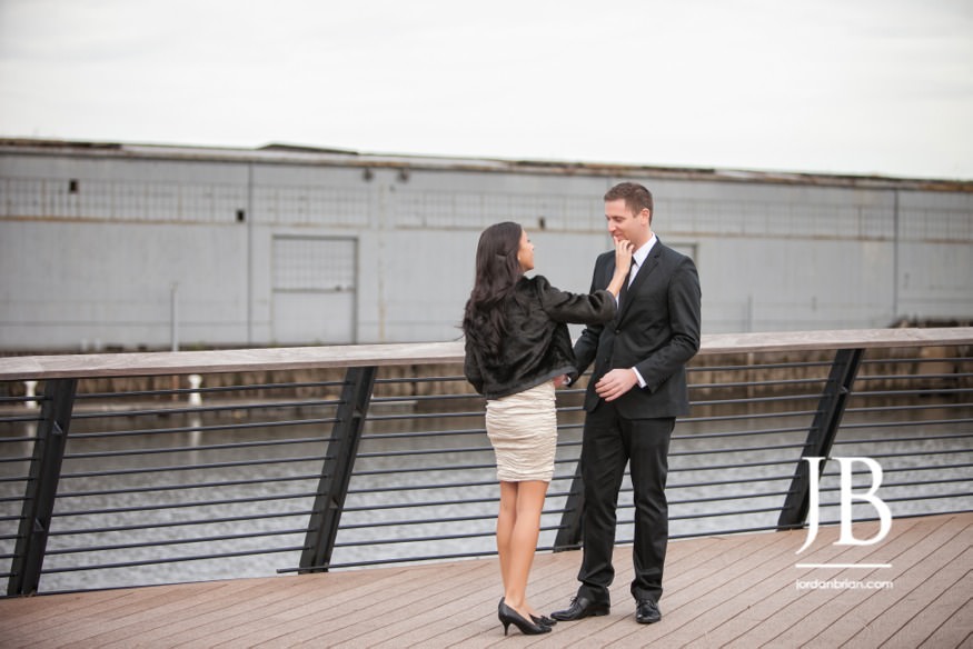 Beth and Nic romantic moment Race Street Pier Philadelphia waterfront elopement