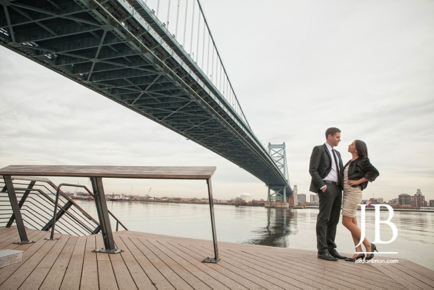 Beth and Nic Philadelphia elopement portraits Race Street Pier close moment