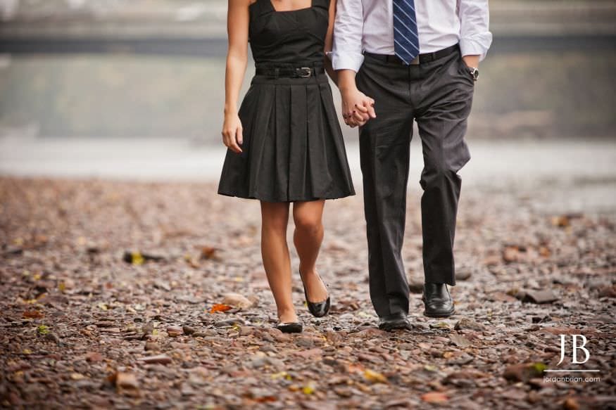 Brandi and Matt at the Raritan River at Rutgers University engagement session