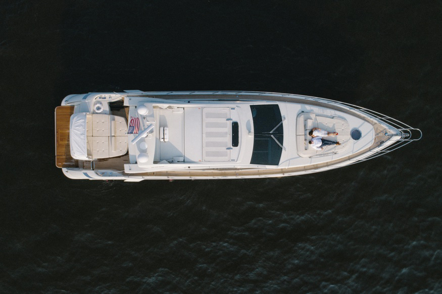 Long Island New York engagement session on Azimut Yacht.