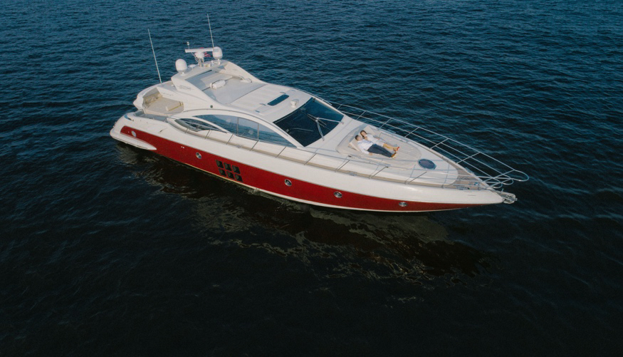 Long Island New York engagement session on Azimut Yacht.