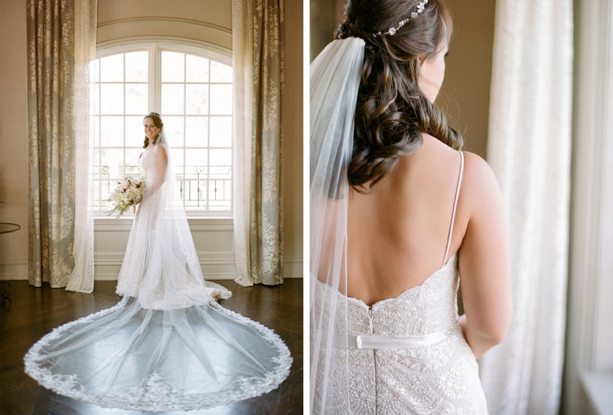 Bride in Anne Barge wedding dress at Park Chateau wedding.