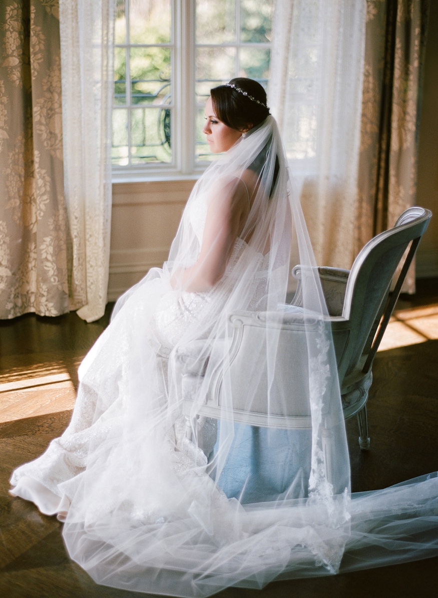 Bride in Anne Barge wedding dress at Park Chateau wedding.
