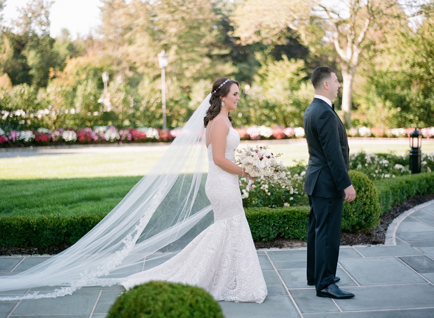Bride and Groom first look at Park Chateau wedding.