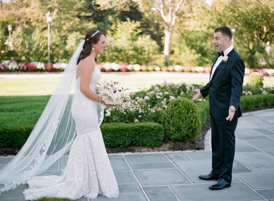 Bride and Groom first look at Park Chateau wedding.