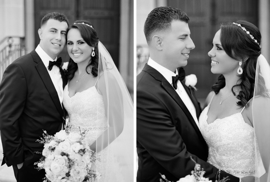Wedding portraits in front of the chapel at the Park Chateau.