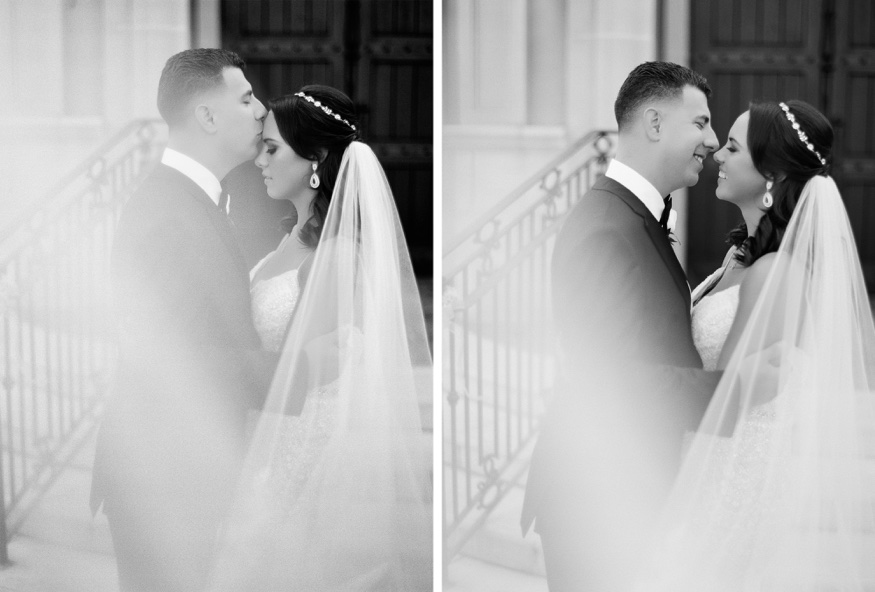 Wedding portraits in front of the chapel at the Park Chateau.