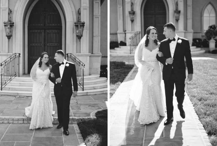 Wedding portraits in front of the chapel at the Park Chateau.