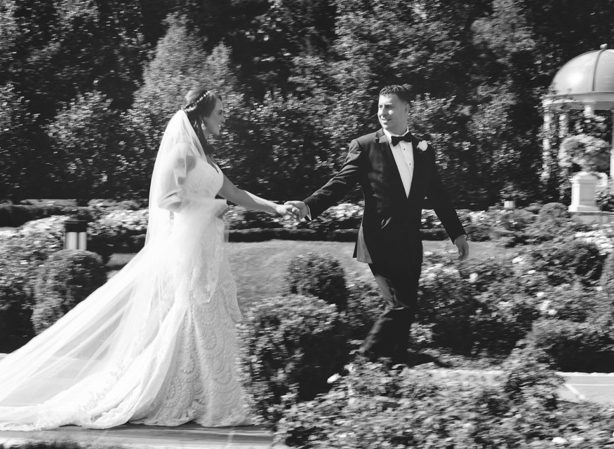 Wedding portraits in front of the chapel at the Park Chateau.
