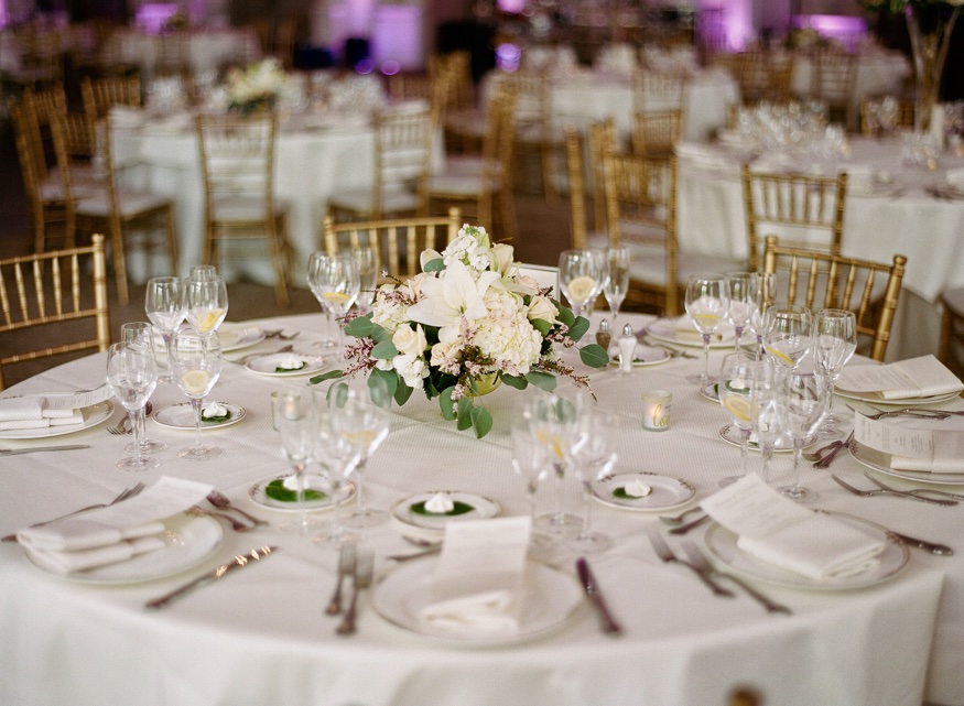 Centerpieces by Designs by Linda at Park Chateau wedding reception.