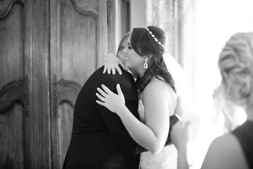 Father and daughter first look at Park Chateau wedding.