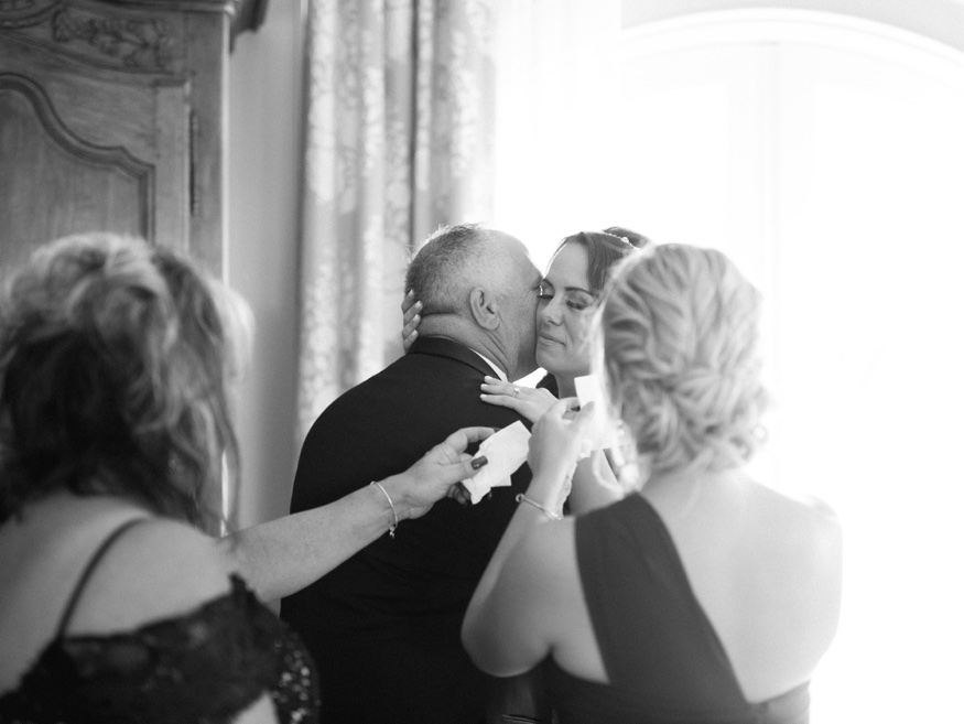 Father and daughter first look at Park Chateau wedding.