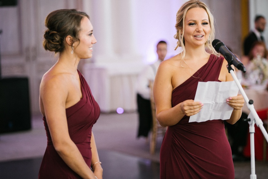Maid of Honor speech at Park Chateau wedding reception.