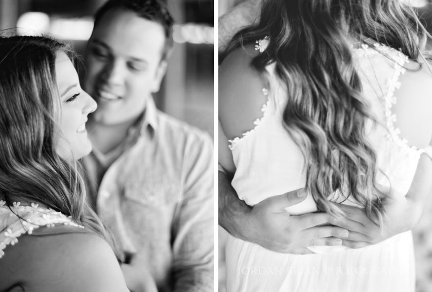 black and white film portraits of bride and groom at long branch beach engagement