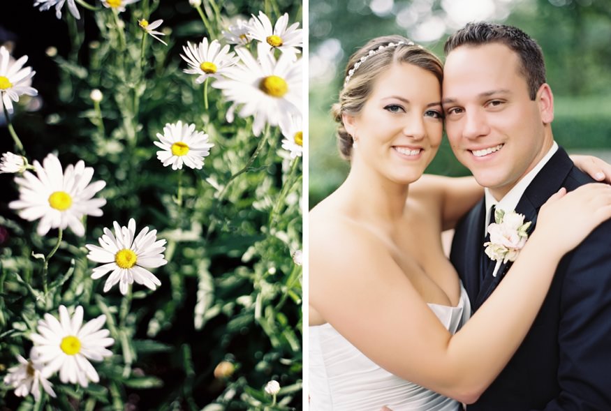Bride and groom wedding portraits at Frelinghuysen Arboretum.