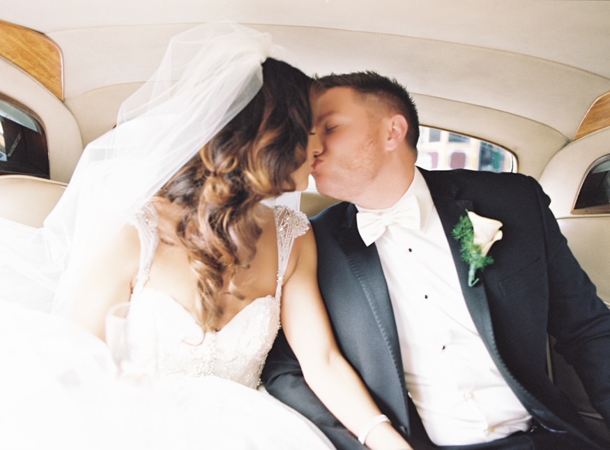 Wedding portraits with Rolls Royce at Aronimink Country Club driveway