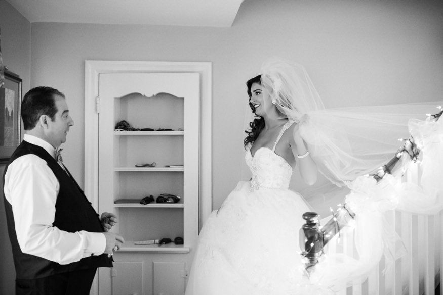 Father and bride sharing a moment before St. Anastasia Church ceremony