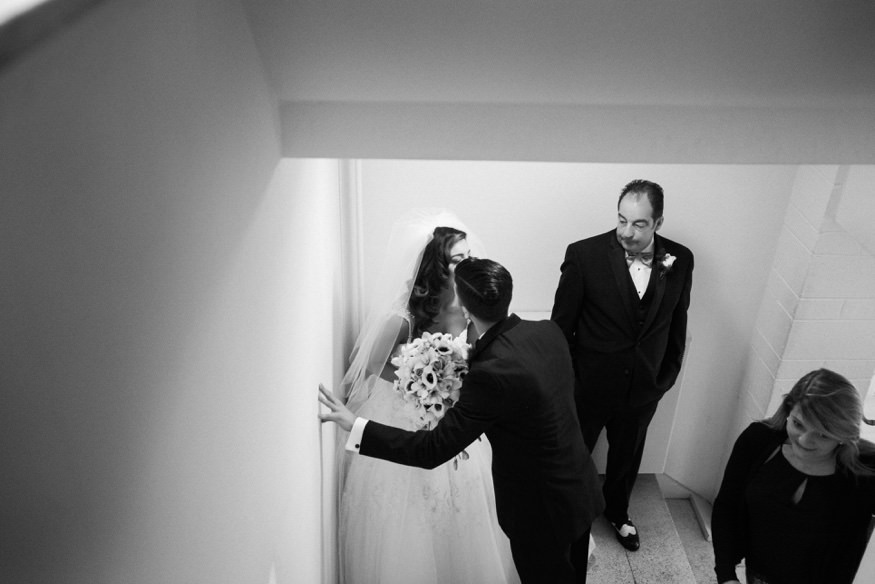 Bride and her family before wedding ceremony at St Anastasia Church.