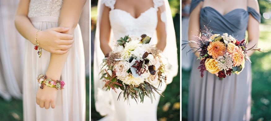 Wedding bouquets by A Garden Party at Knowlton Mansion wedding.