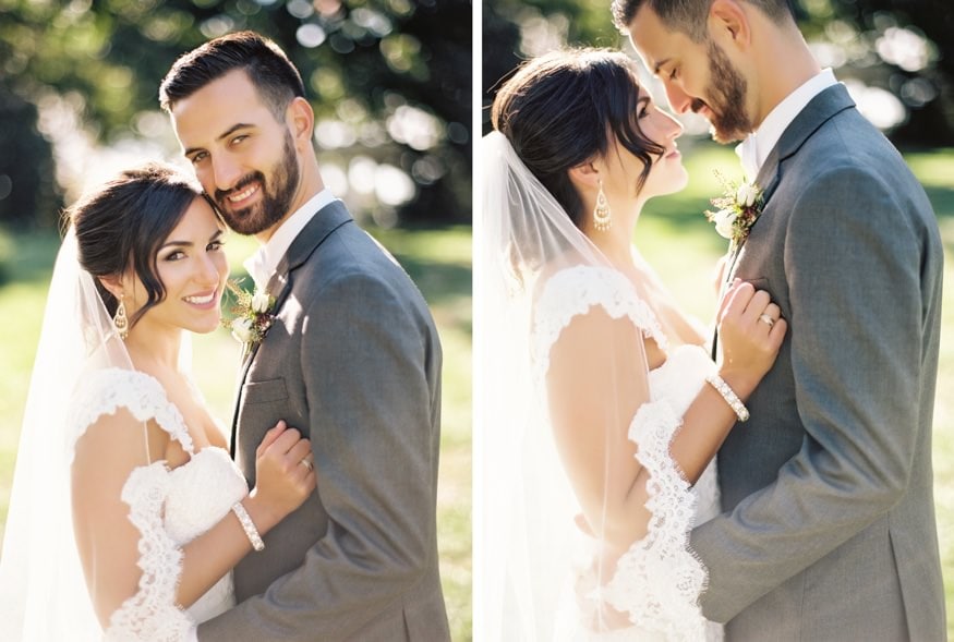 Bride and Groom portraits at fall wedding at Knowlton Mansion.