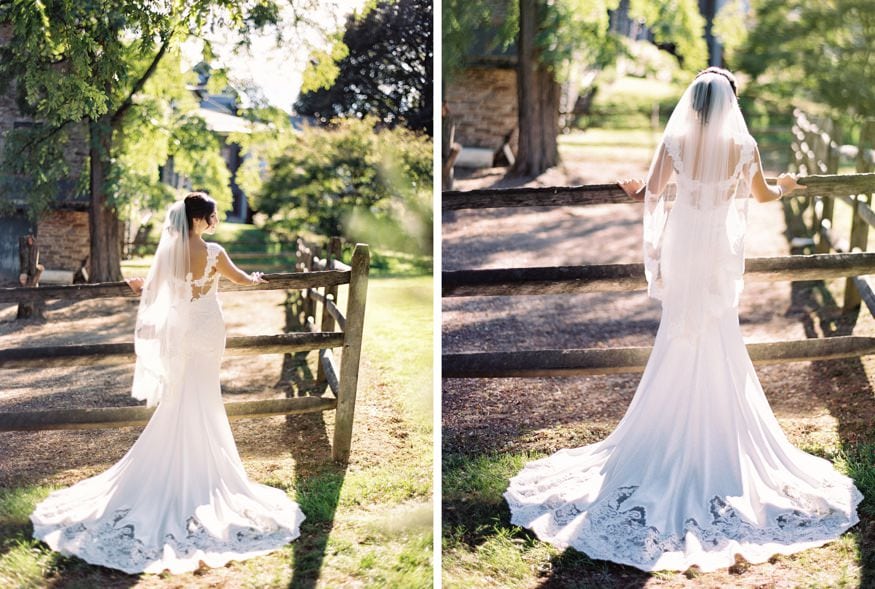 Bride and Groom portraits at fall wedding at Knowlton Mansion.
