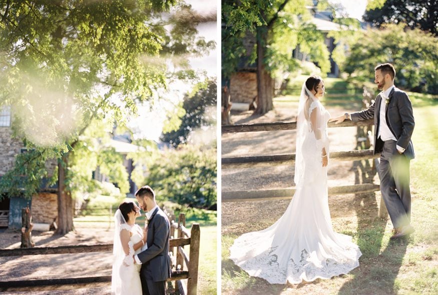 Bride and Groom portraits at fall wedding at Knowlton Mansion.