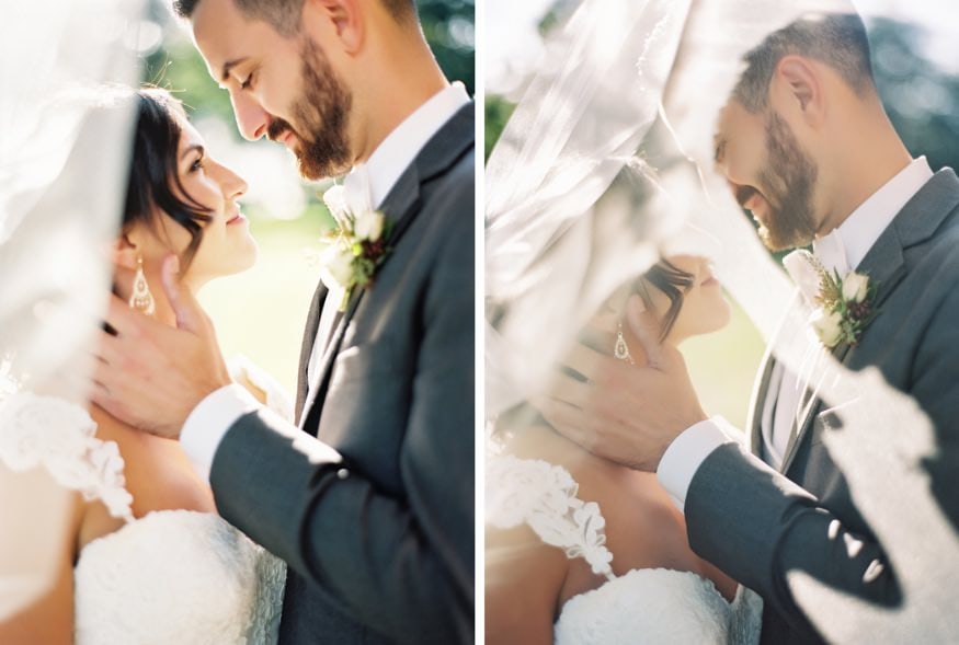Bride and Groom portraits at fall wedding at Knowlton Mansion.