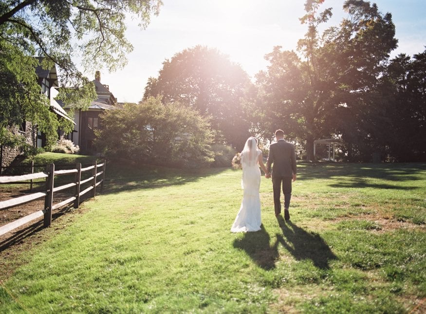 Bride and Groom portraits at fall wedding at Knowlton Mansion.