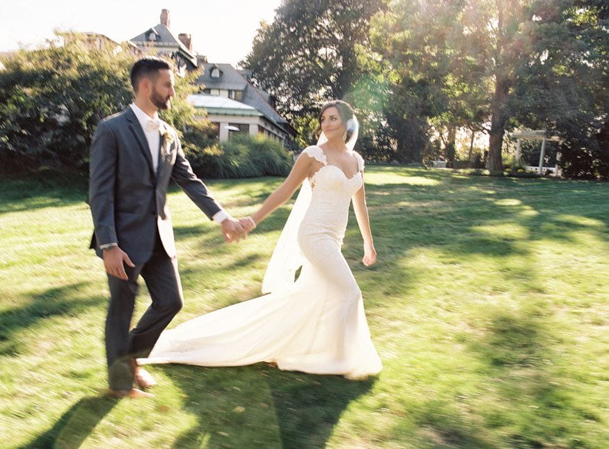 Bride and Groom portraits at fall wedding at Knowlton Mansion.