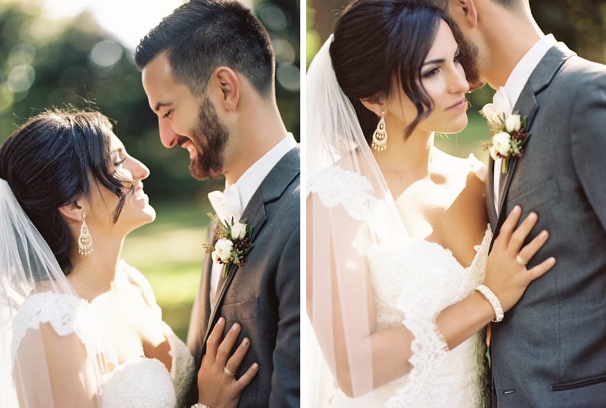 Bride and Groom portraits at fall wedding at Knowlton Mansion.